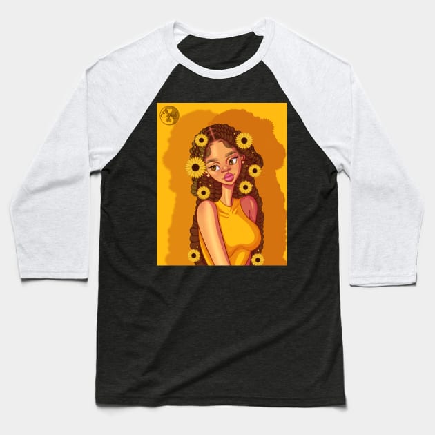 Yellow lady Baseball T-Shirt by Esjuh